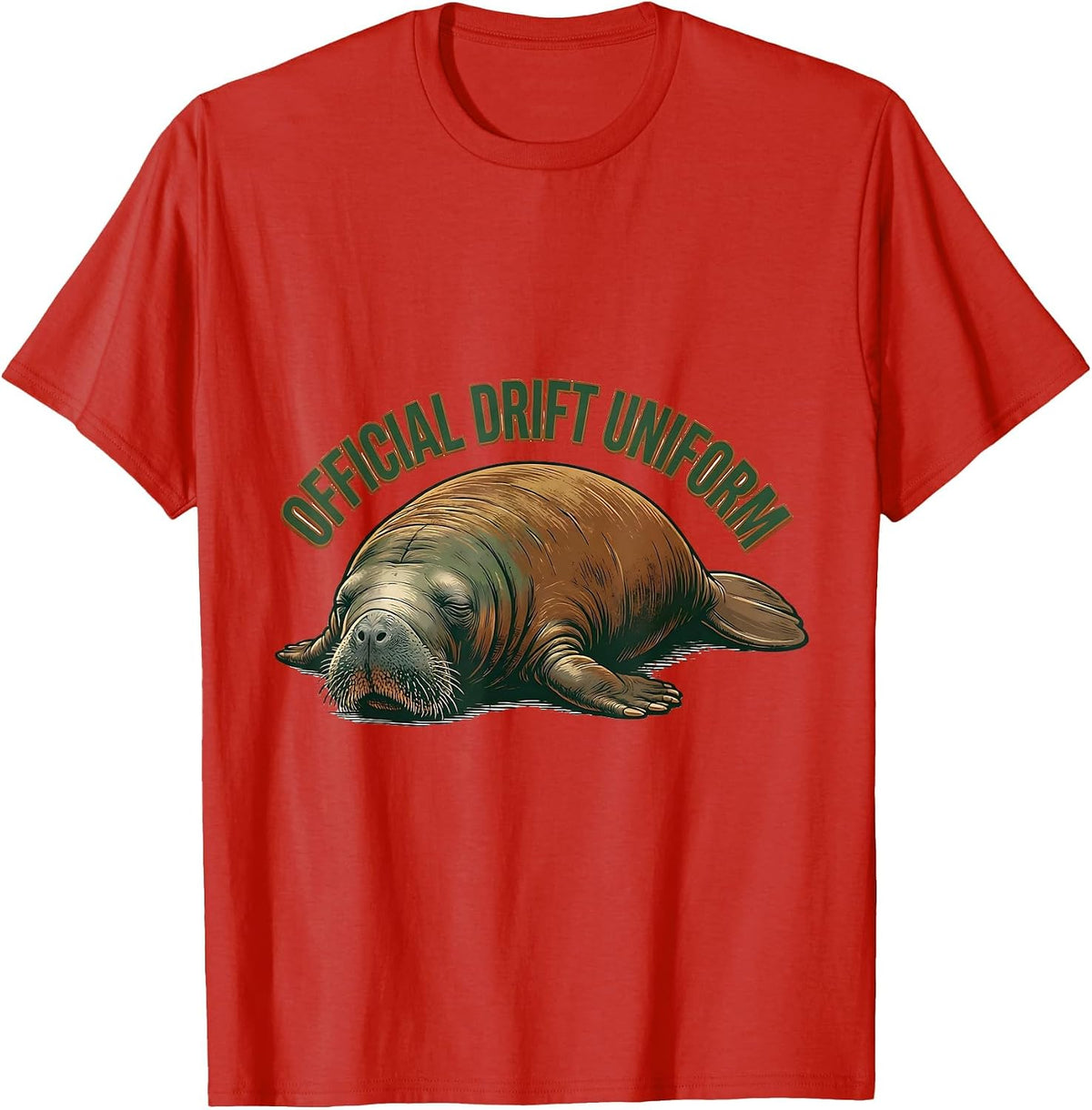 Men's Official Drift Uniform Vintage Manatee Sea Cow Wildlife T-Shirt - Red