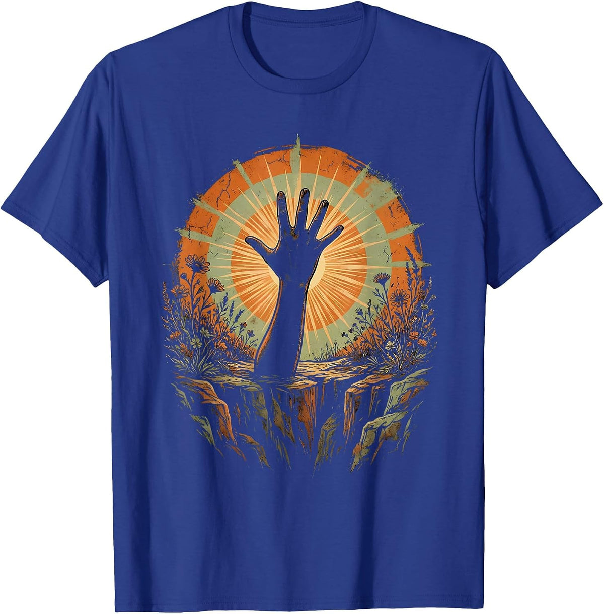 Rock Climber Reaching the Summit Graphic T-Shirt - Royal Blue