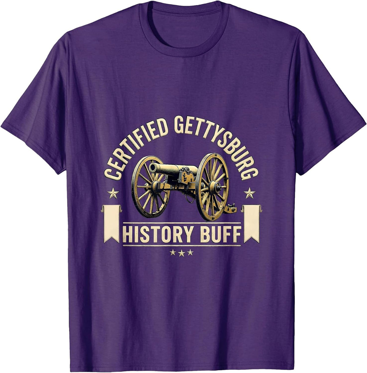 Certified Gettysburg History Buff Civil War Reenactor T-Shirt - Purple