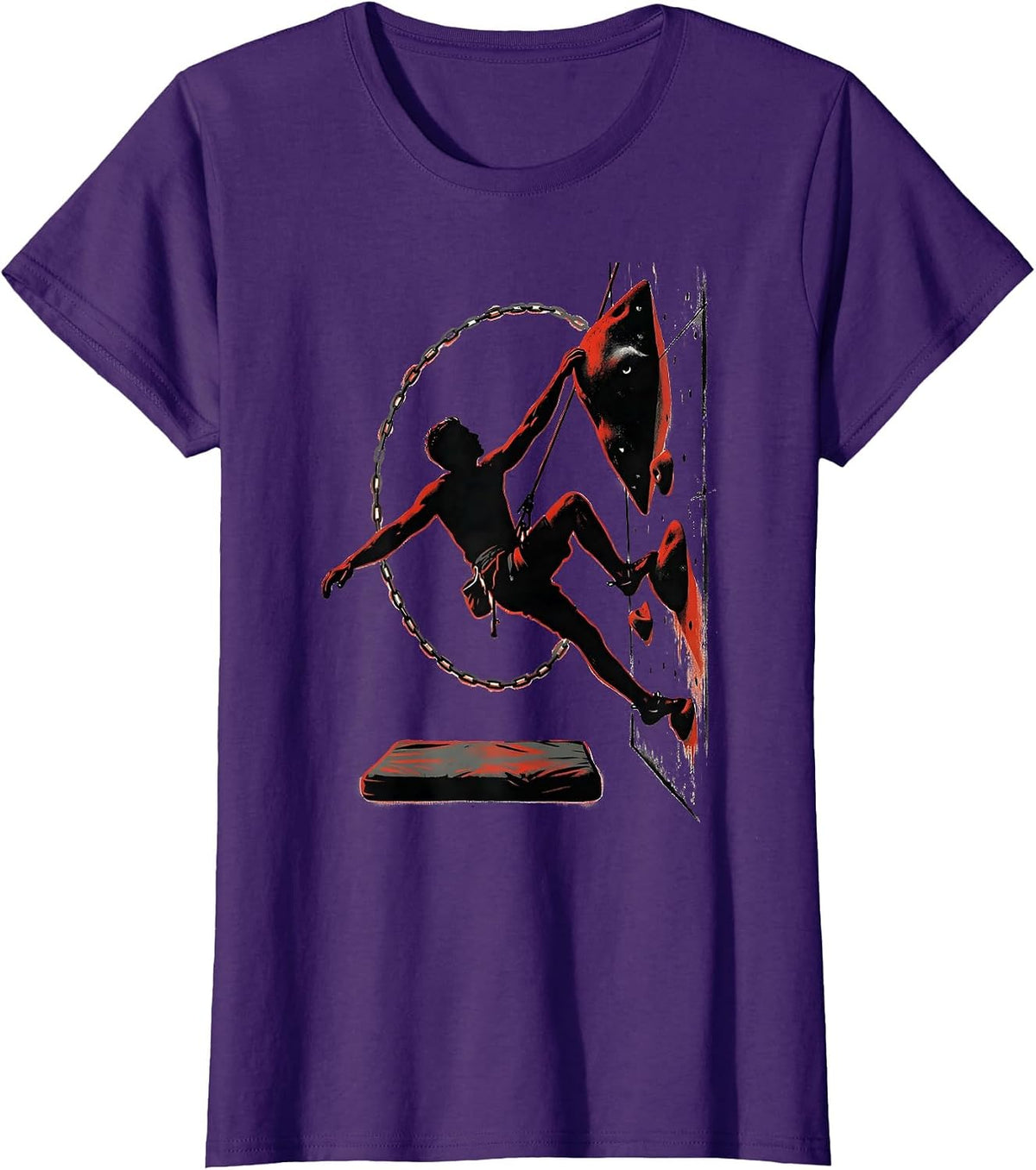 Women's Climbing Silhouette Bouldering Enthusiast Humor T-Shirt - Purple