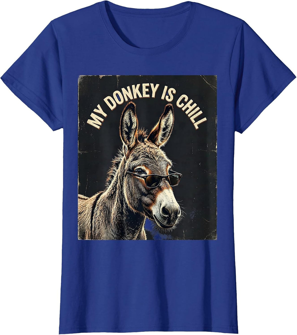 Women's My Donkey Is Chill Vintage Funny Animal Lover Humor T-Shirt - Royal Blue