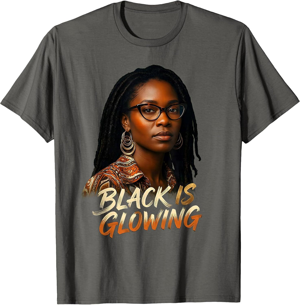 Black Is Glowing Sign Painter Showcard Afro Pride Casual T-Shirt - Asphalt Grey