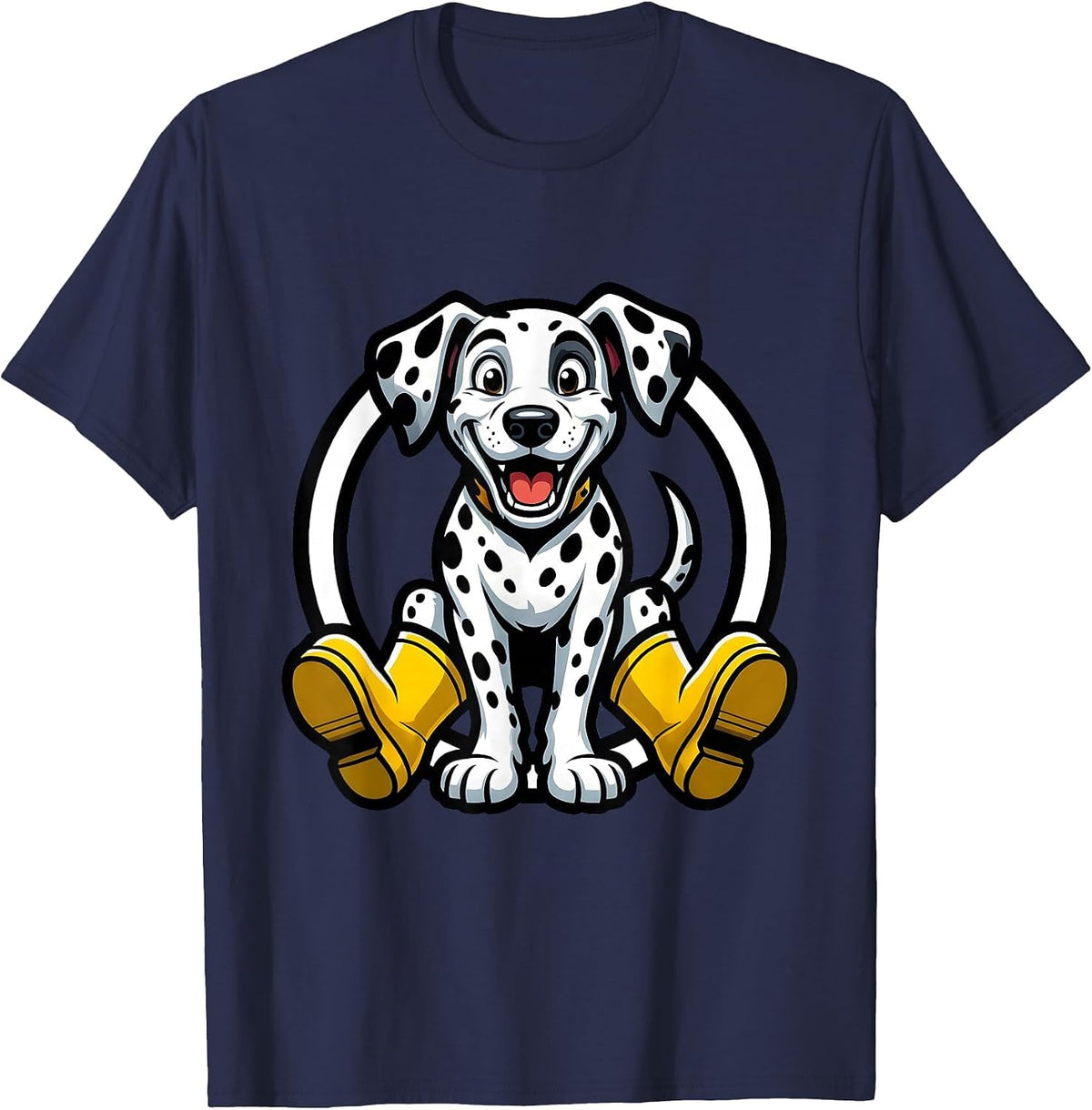 Men's Dalmatian in Rain Boots Cute Dog Graphic T-Shirt - Navy Blue
