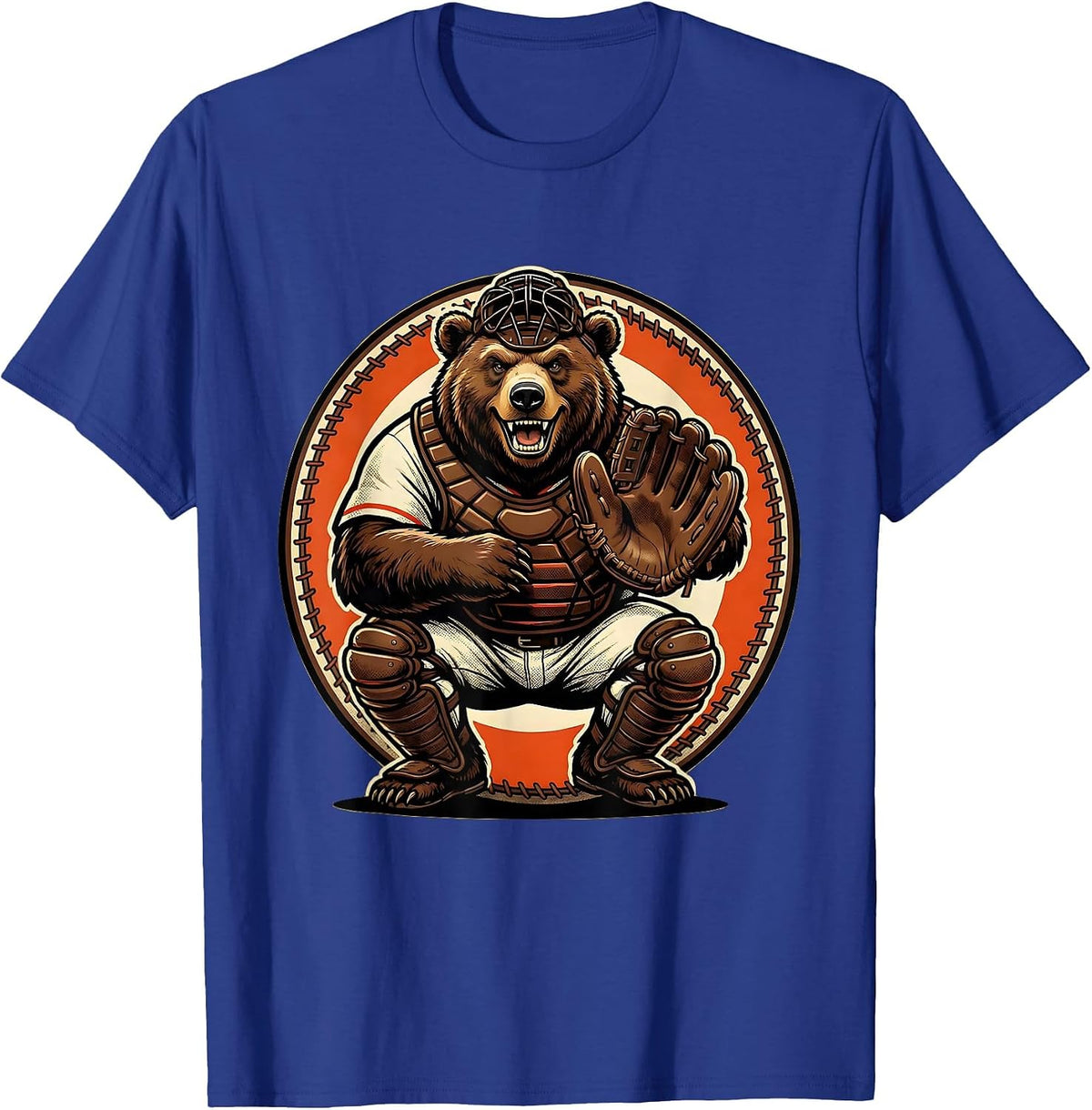 Men's Bear Catcher Baseball Graphic Tee T-Shirt - Royal Blue