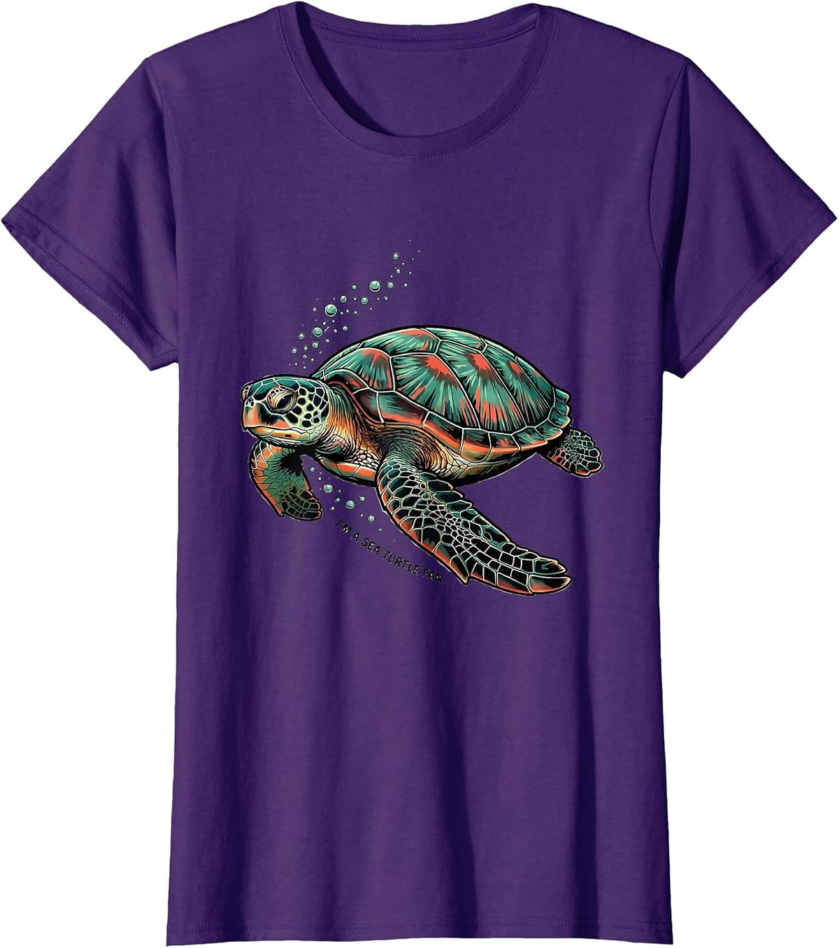 Women's I'm A Sea Turtle Fan Tattoo Ocean Animal Lover Summer Beach T-Shirt - Purple