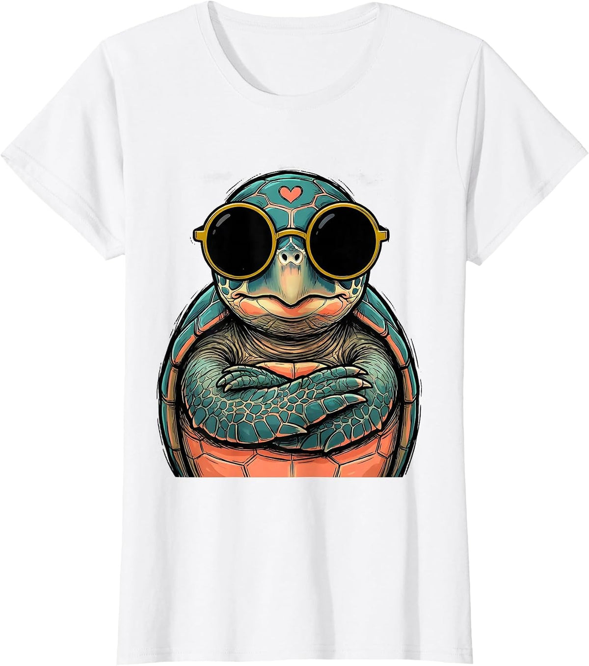 Women's Sea Turtle Sunglasses Cute Sea Animal Humor T-Shirt - White