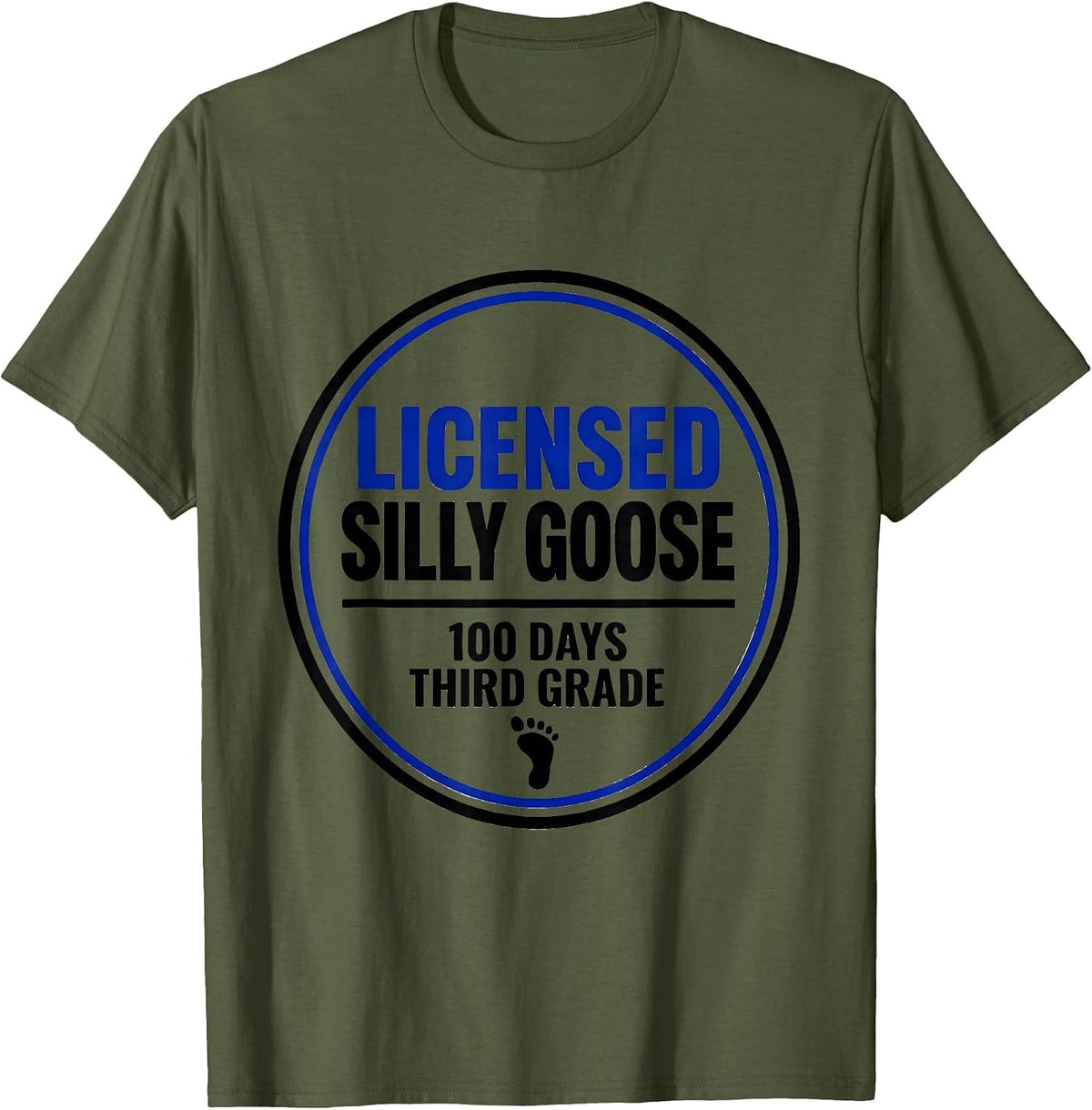 Men's Licensed Silly Goose 100 Days Third Grade Teacher T-Shirt - Olive Green