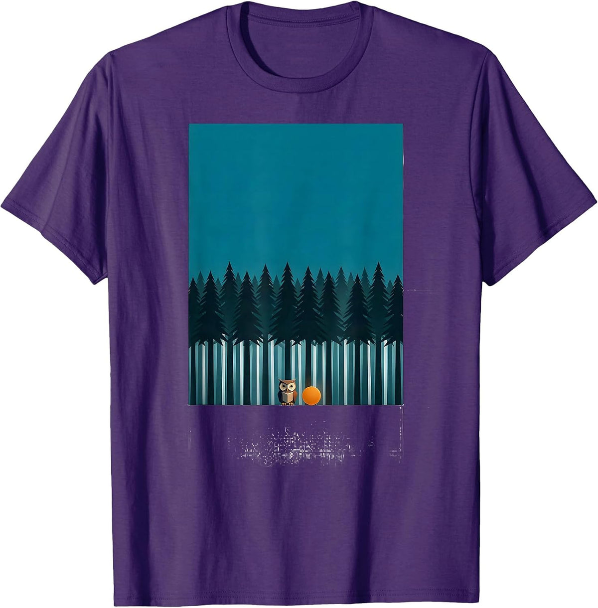 Geometric Forest Owl Minimalist Nature Lover T-Shirt - Purple