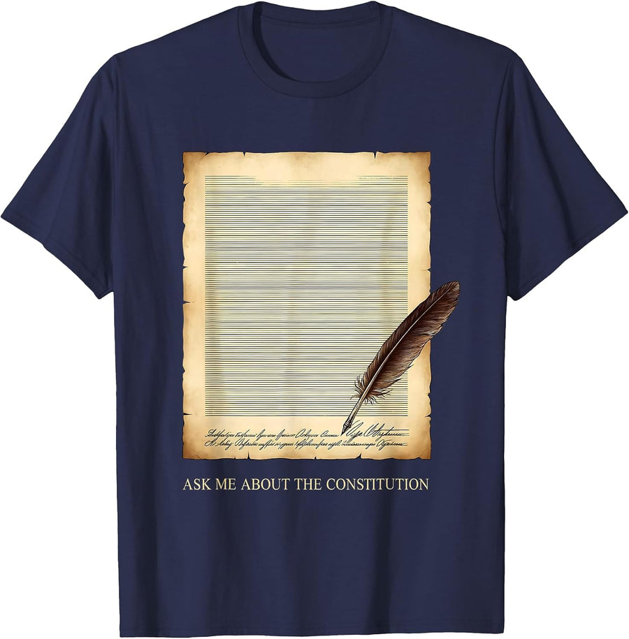 Ask Me About The Constitution Funny Social Studies Teacher T-Shirt - Navy Blue