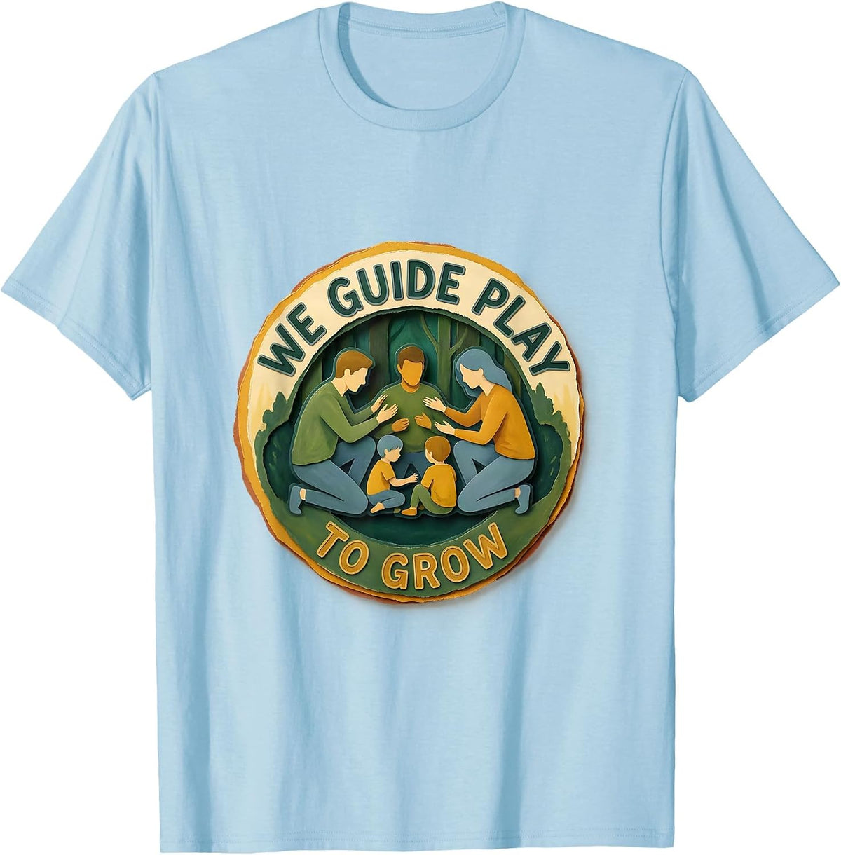 Men's We Guide Play To Grow Storybook Preschool Teacher Back To T-Shirt - Baby Blue