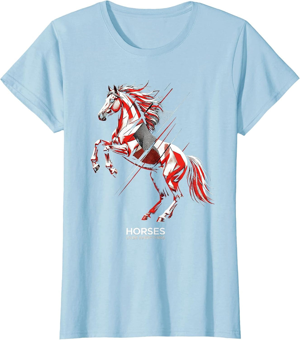 Women's Horses Over Everything Western Design T-Shirt - Baby Blue