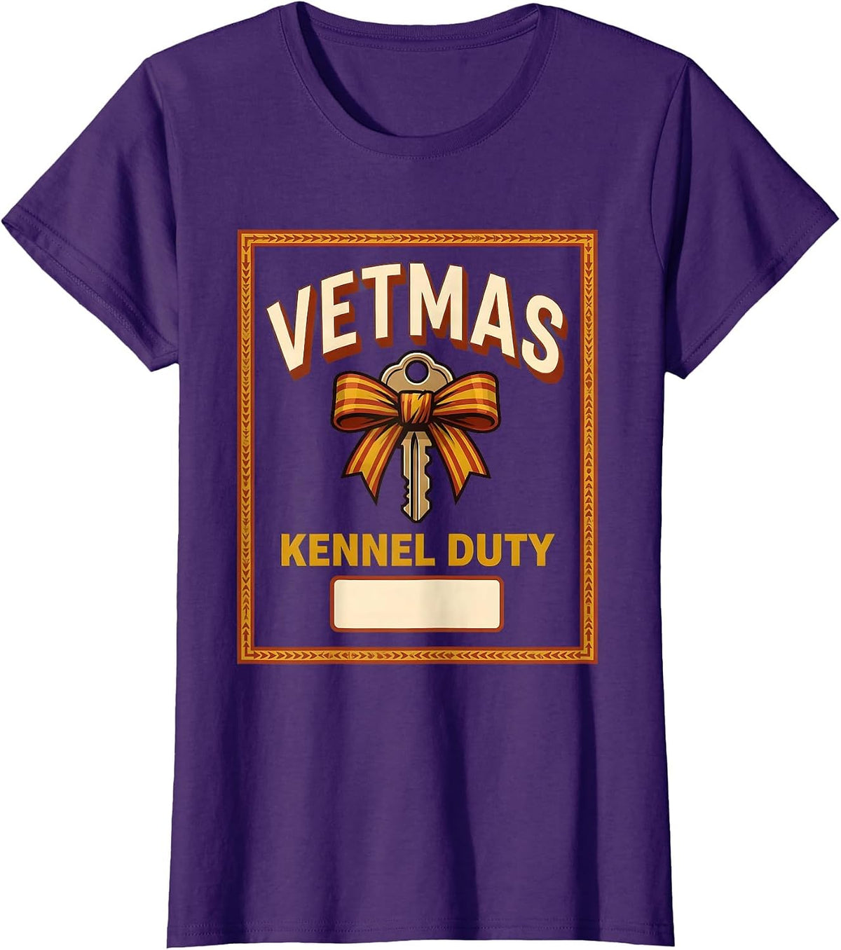 Women's Vetmas Kennel Duty Funny Vet Tech Christmas Veterinary Crew T-Shirt - Purple