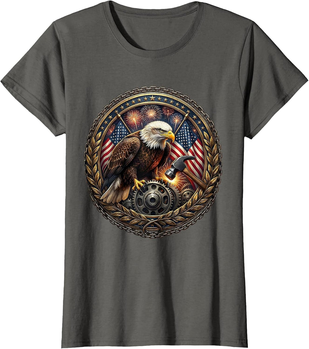 Women's Valley Forge Automotive Blacksmith Hammer Timing Gear T-Shirt - Asphalt Grey
