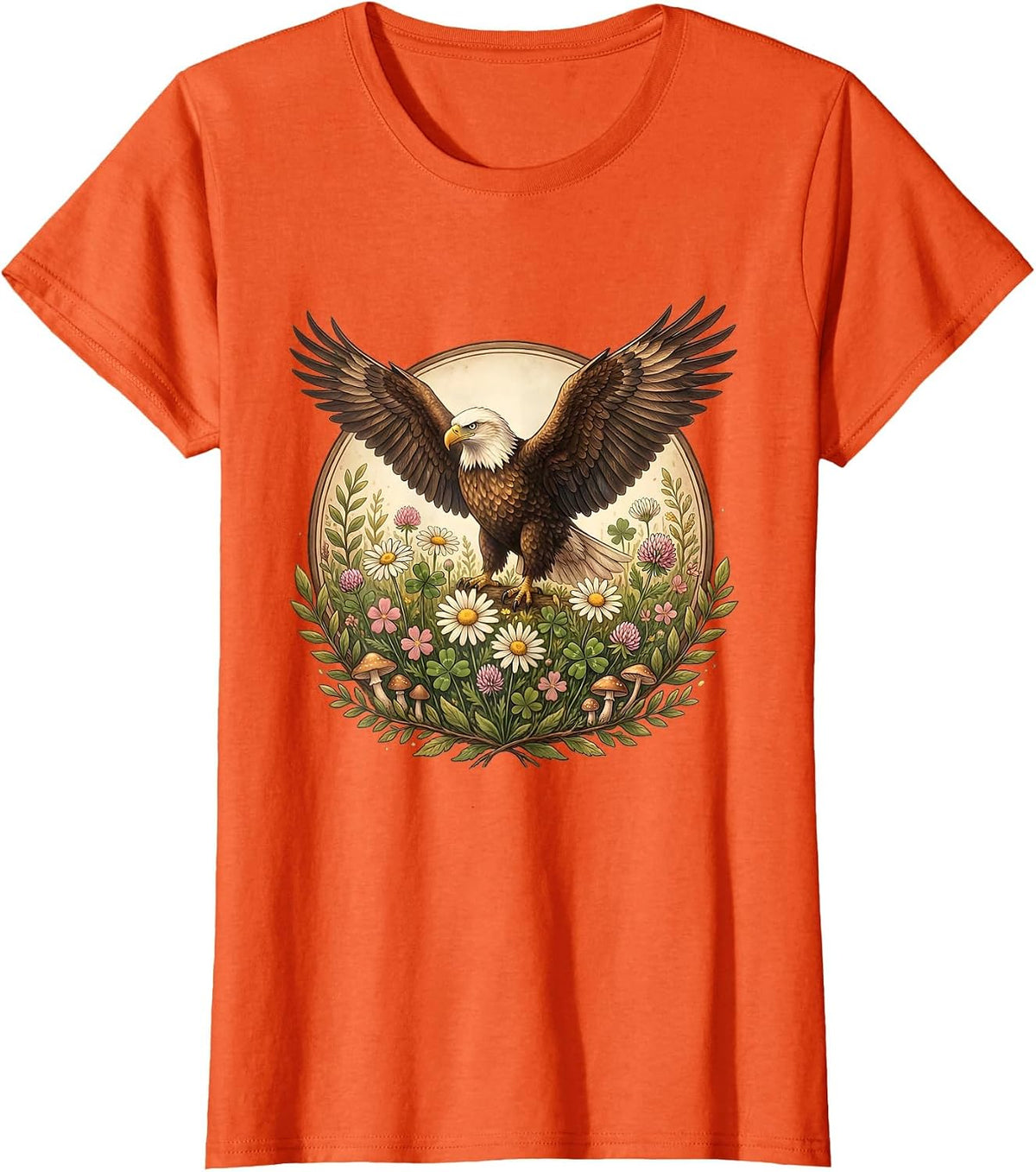 Bald Eagle Wildflower Bloom USA Nature Design T-Shirt - Orange