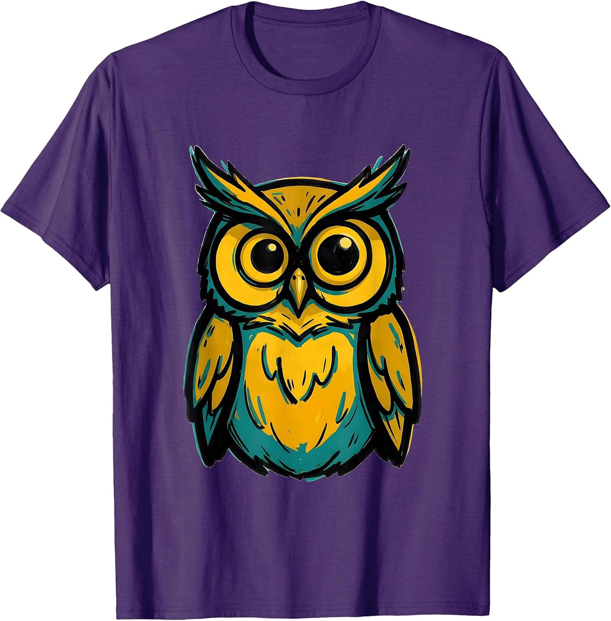 Men's Squat Owl Vintage Bird Lover Humor Graphic T-Shirt - Purple