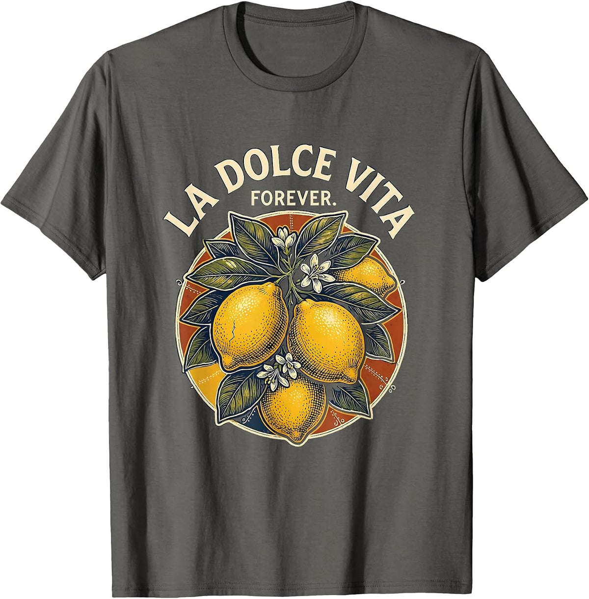 La Dolce Vita Forever Italian Lifestyle Design T-Shirt - Asphalt Grey