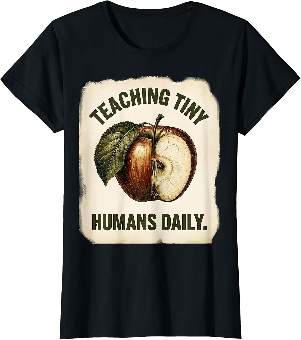 Teaching Tiny Humans Daily Elementary Teacher Design T-Shirt - Black