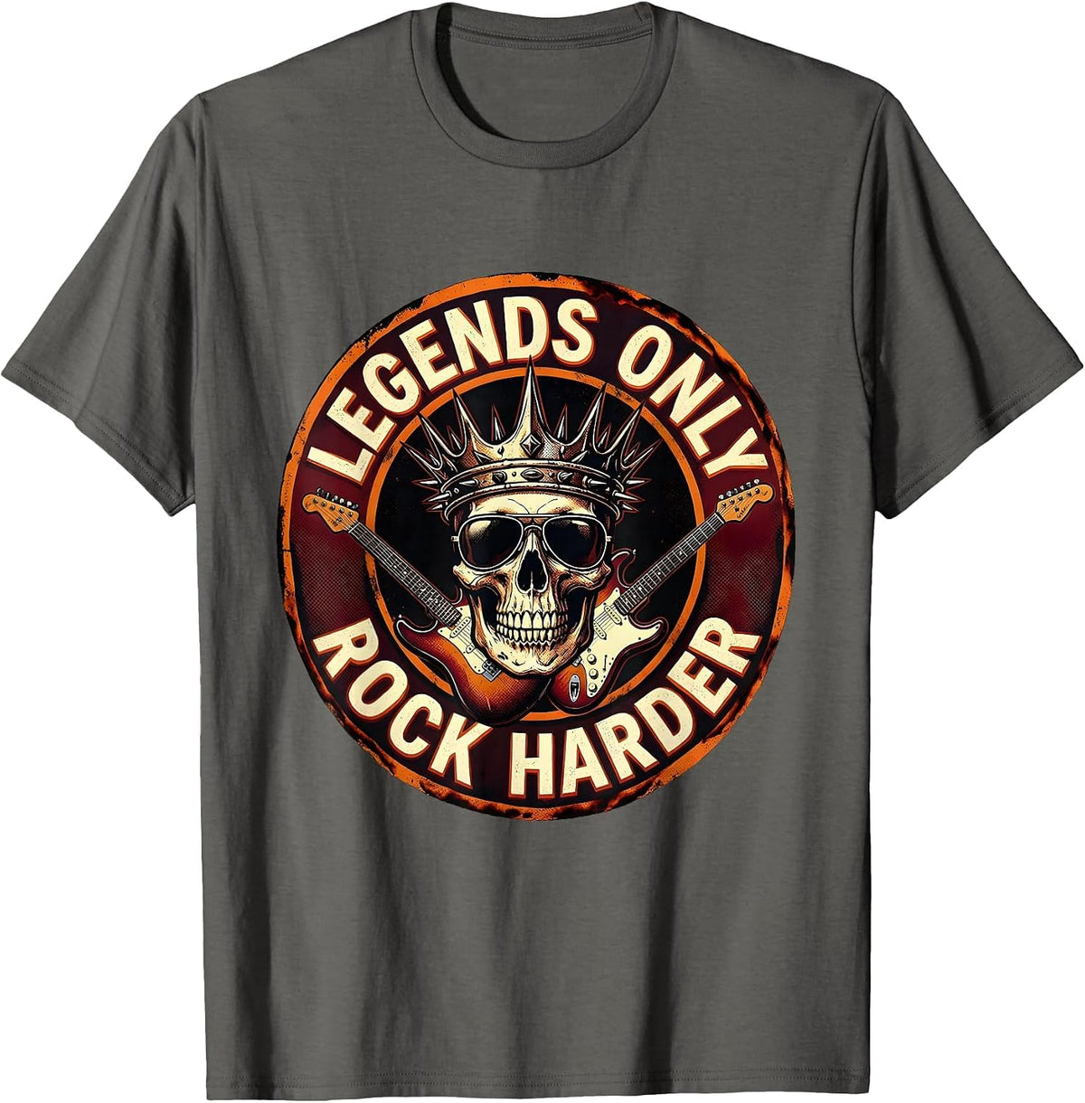 Legends Only Rock Harder Men's Rock Design T-Shirt - Asphalt Grey