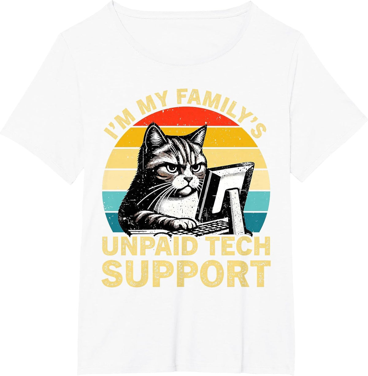 I'm My Family's Unpaid Tech Support Retro Computer Engineer T-Shirt - White