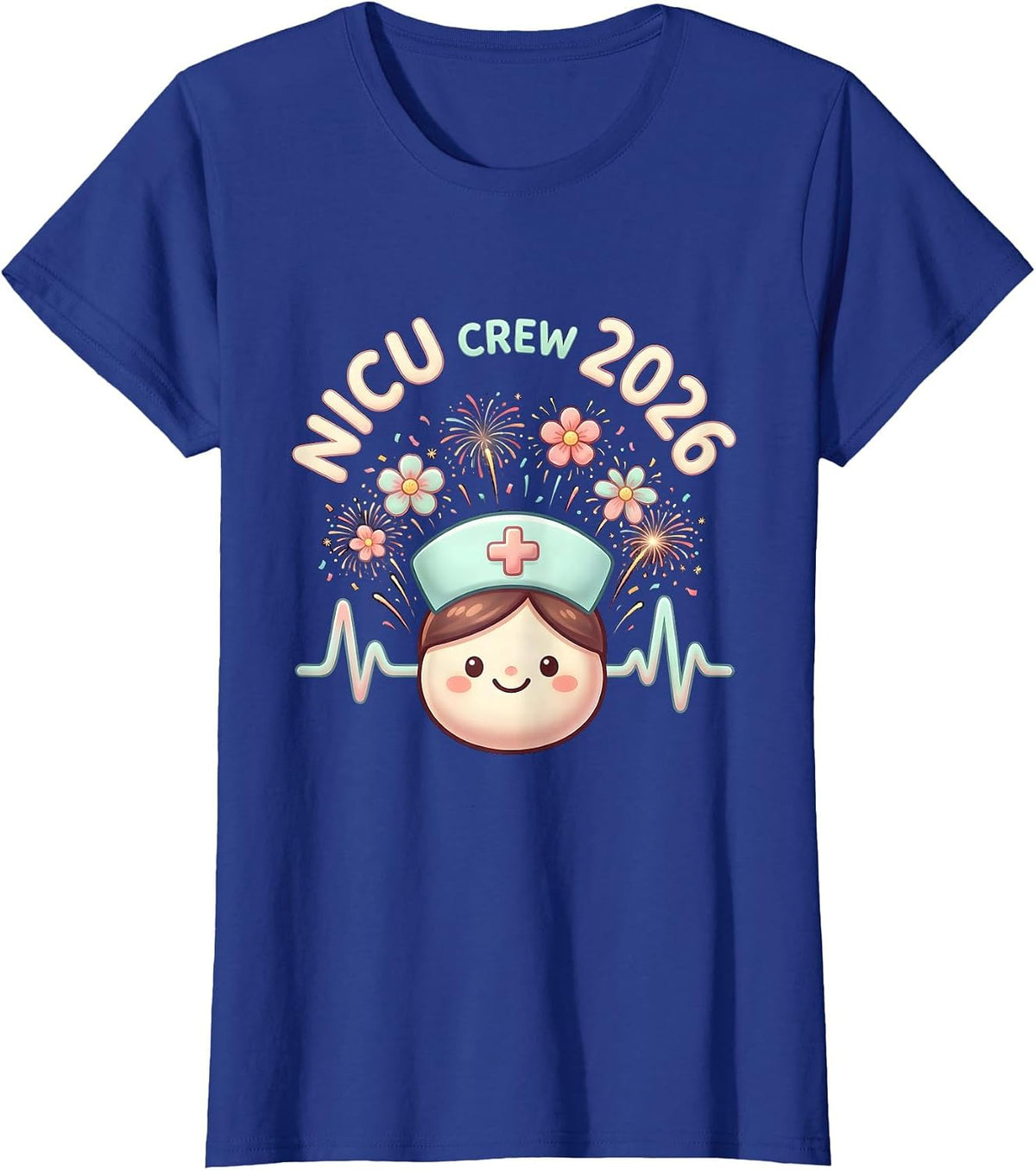 Women's NICU Crew 2026 Cute Kawaii Nurse New Year Eve Party T-Shirt - Royal Blue