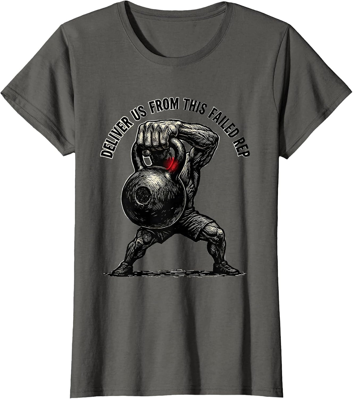 Women's Deliver Us From This Failed Rep Christian Gym Weightlifting T-Shirt - Asphalt Grey