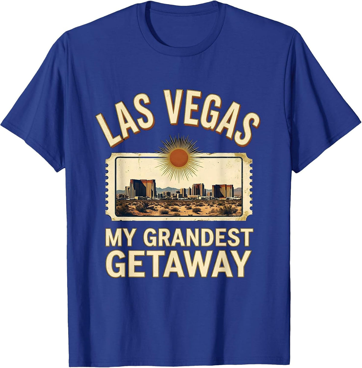 Las Vegas My Grandest Getaway Vintage Tourist Souvenir Trip T-Shirt - Royal Blue