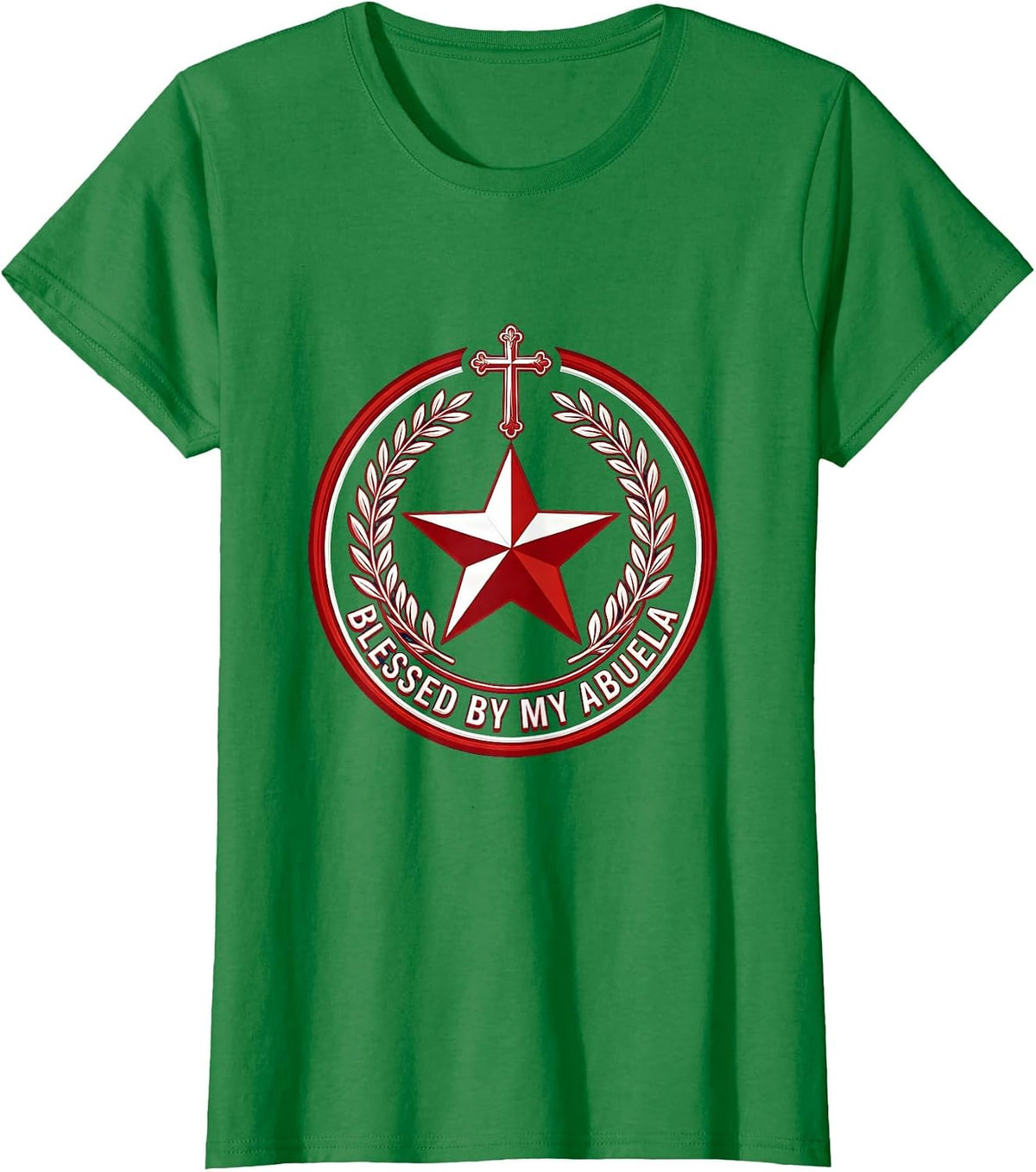 Women's Blessed By My Abuela Latina Heritage Design T-Shirt - Kelly Green