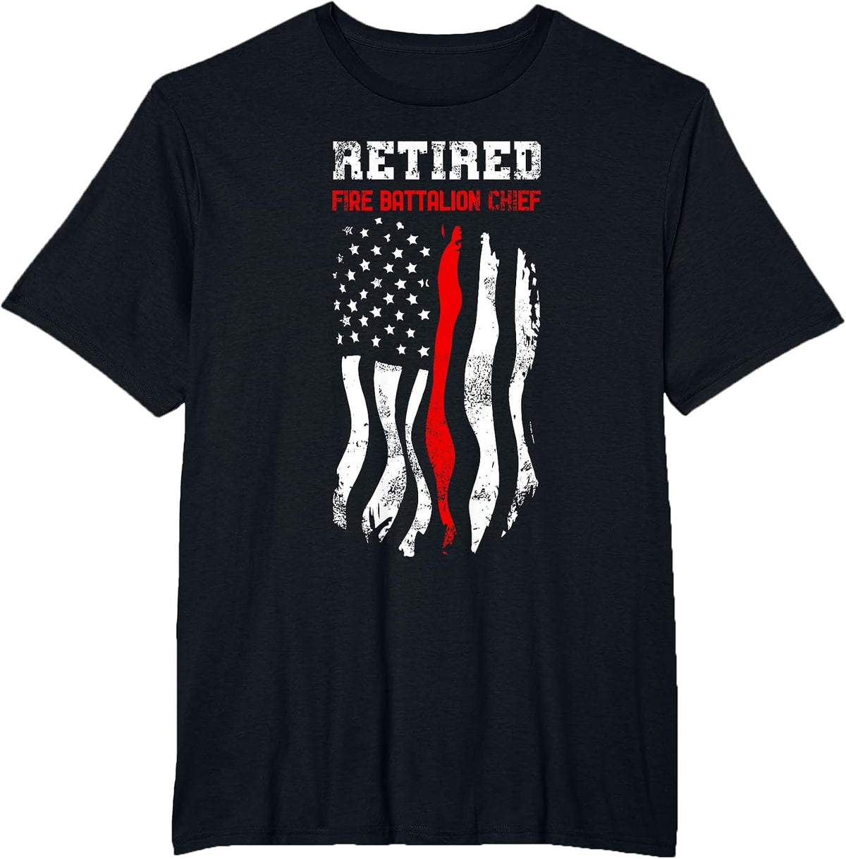 Retired Fire Battalion Chief American Fireman Fourth of July T-Shirt - Black