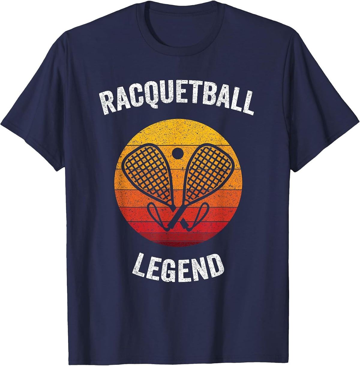Racquetball Legend | Vintage Tennis Racquet Ball T-Shirt - Navy Blue