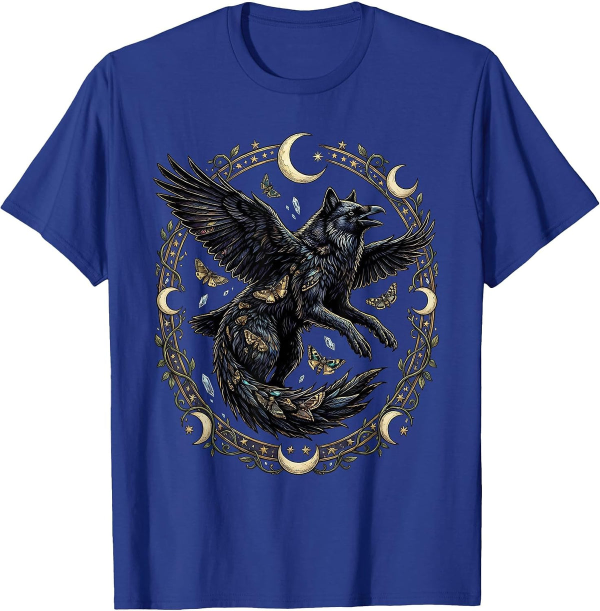 Raven Flock Wolf Silhouette Nature Art Design T-Shirt - Royal Blue
