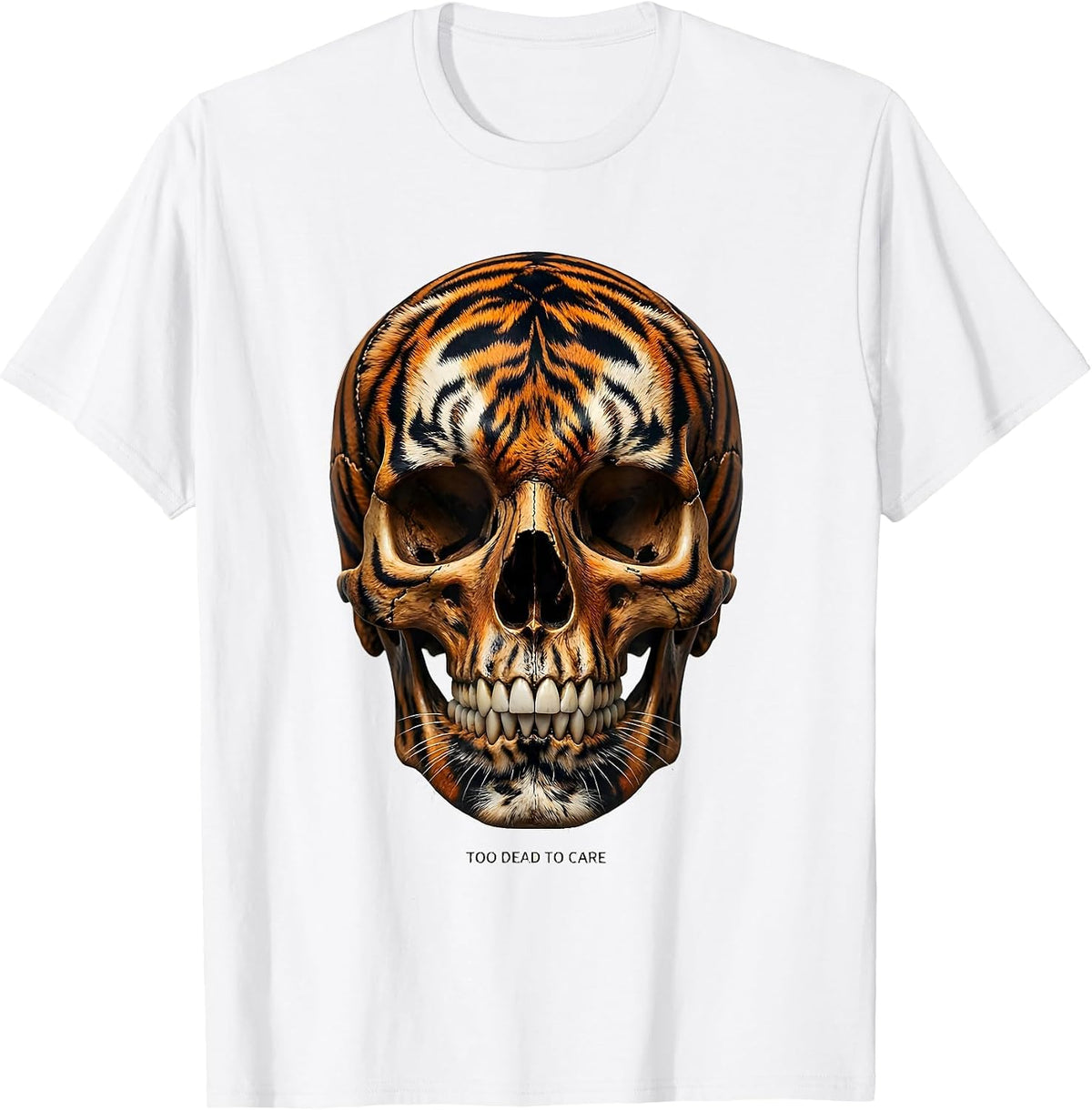 Men's Too Dead to Care Skull Graphic Design T-Shirt - White