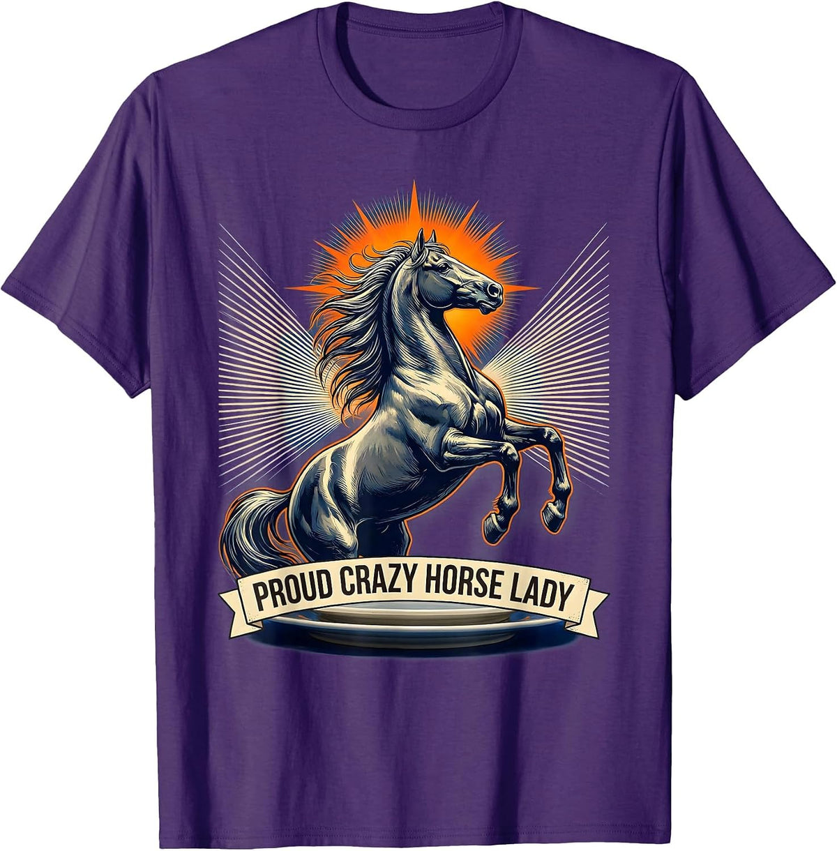 Men's Proud Crazy Horse Lady Equestrian Design T-Shirt - Purple