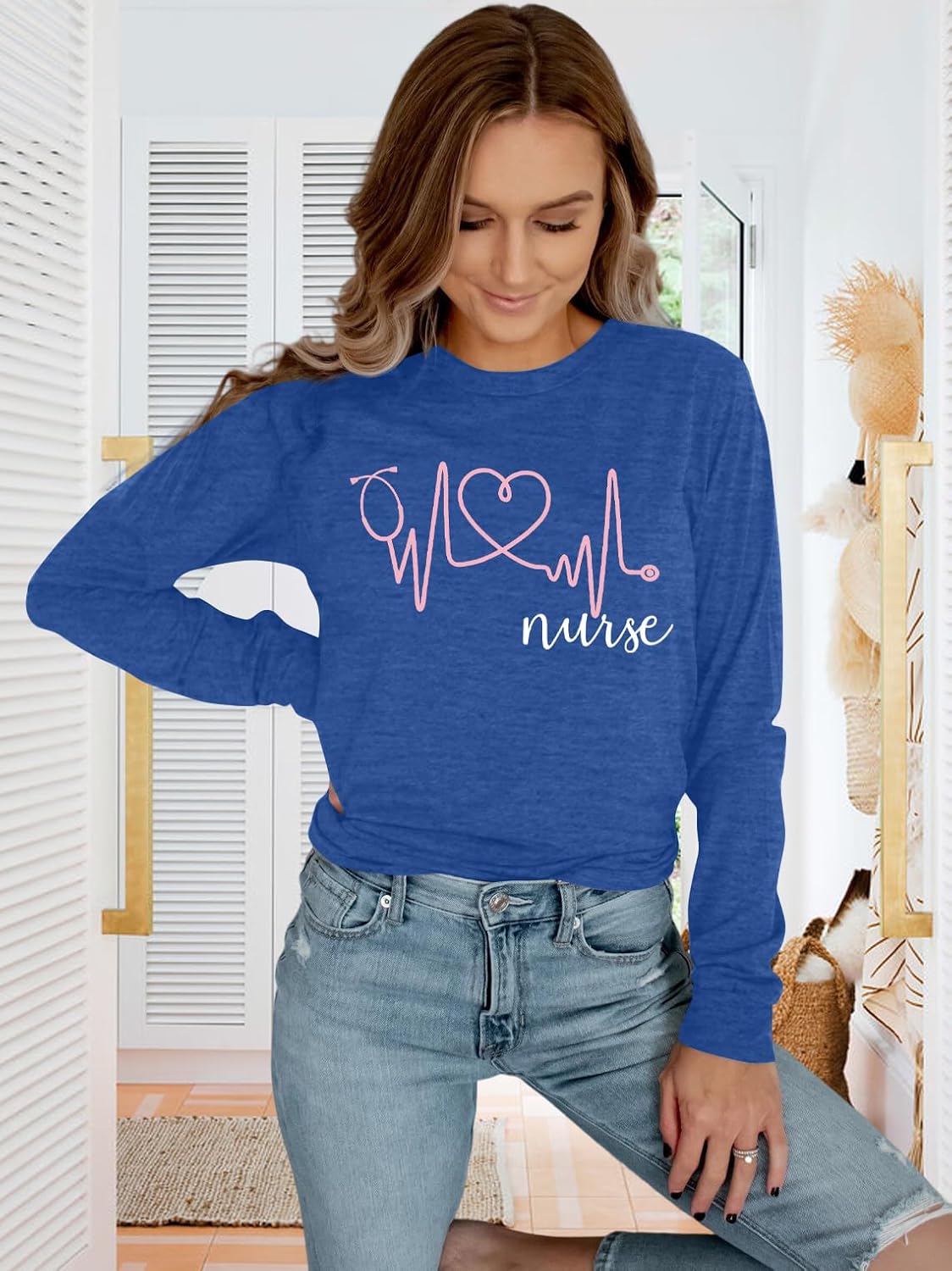 SFHFY Nurse Shirts Women: Nurse Life T-Shirt Casual Heartbeat Graphic Tee - size chart
