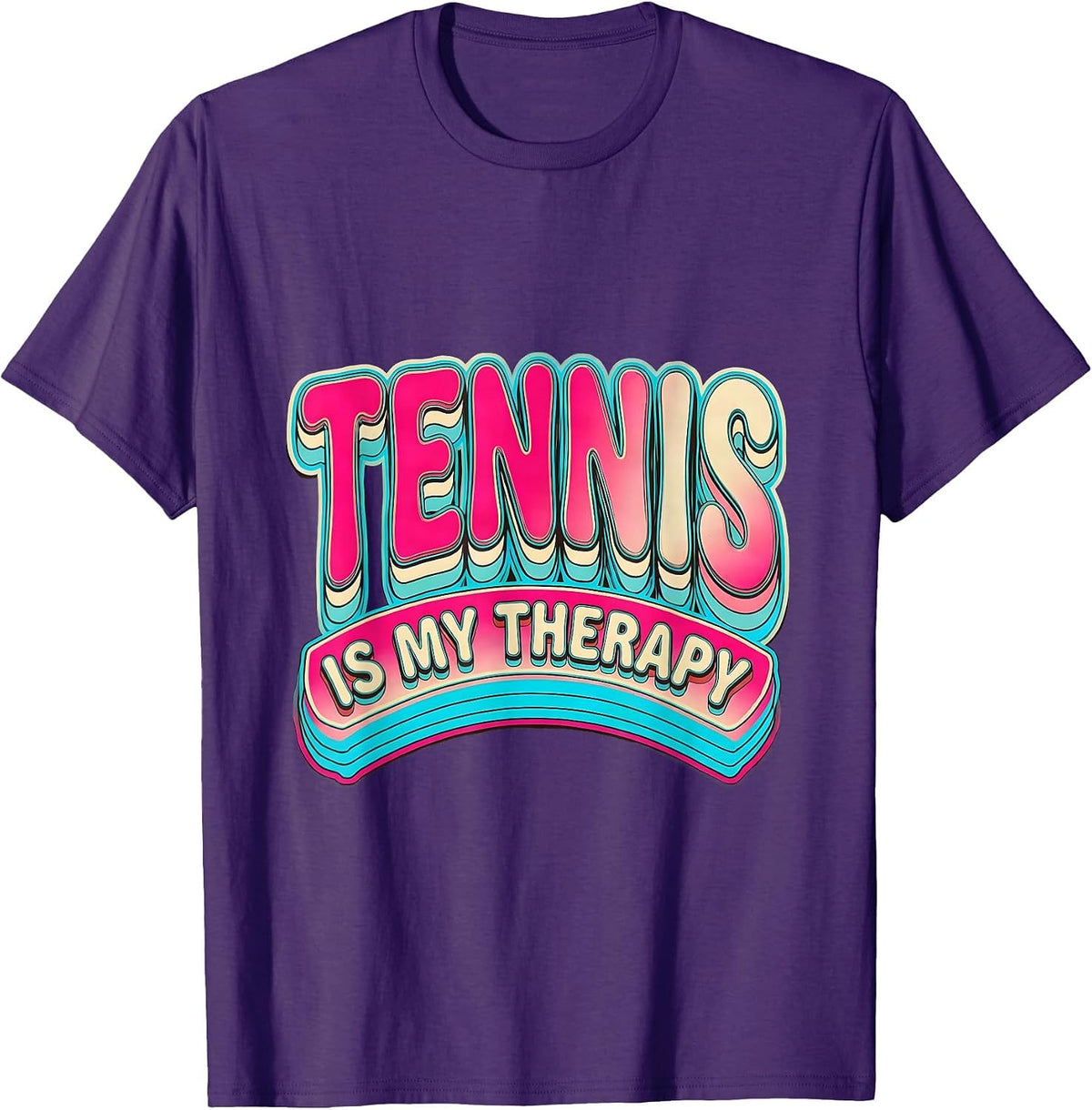 Men's Tennis Is My Therapy Racket Sport Design T-Shirt - Purple