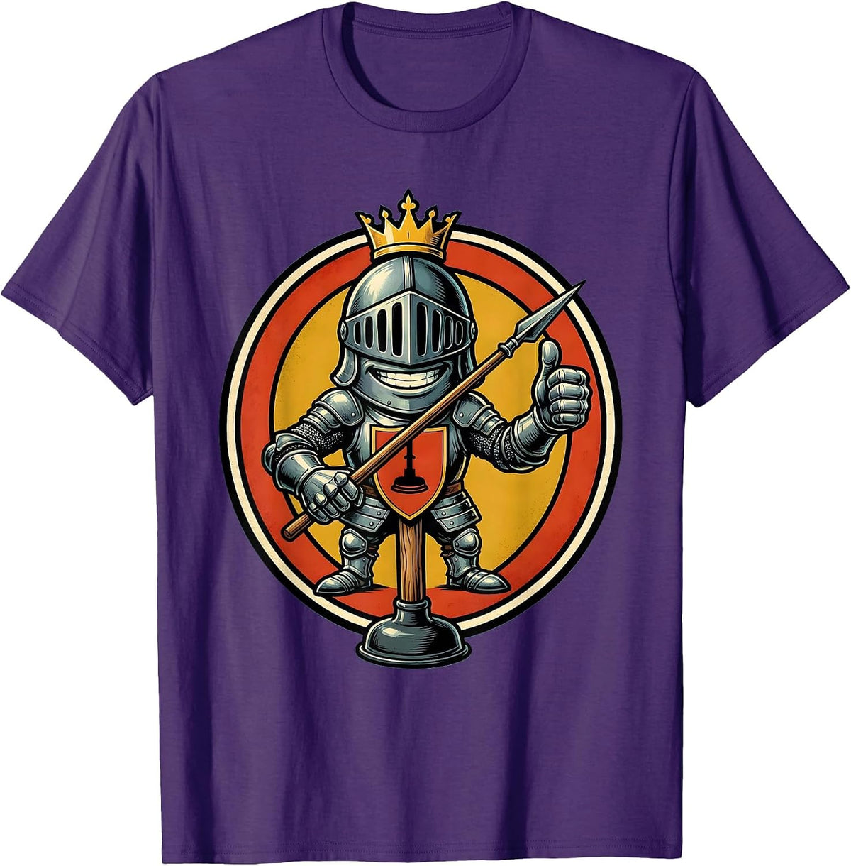 Men's Toilet Plunger Knight Funny Novelty Graphic T-Shirt - Purple