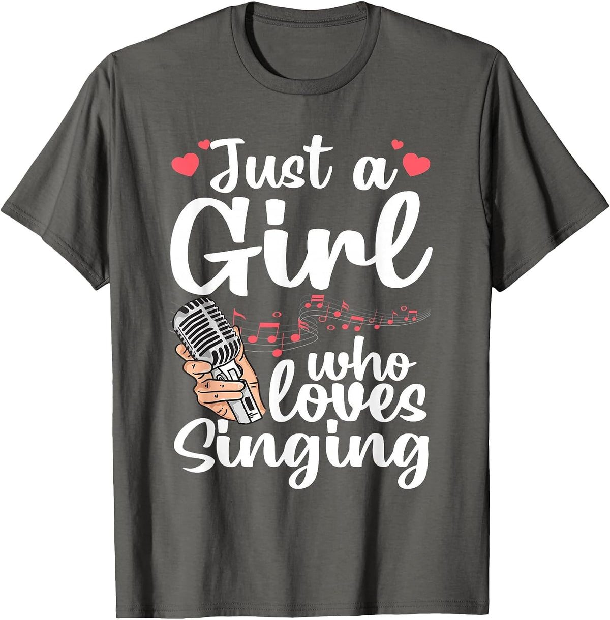 Funny Singing Design for Girls Women Kids Singer Song Lover T-Shirt - Asphalt Grey