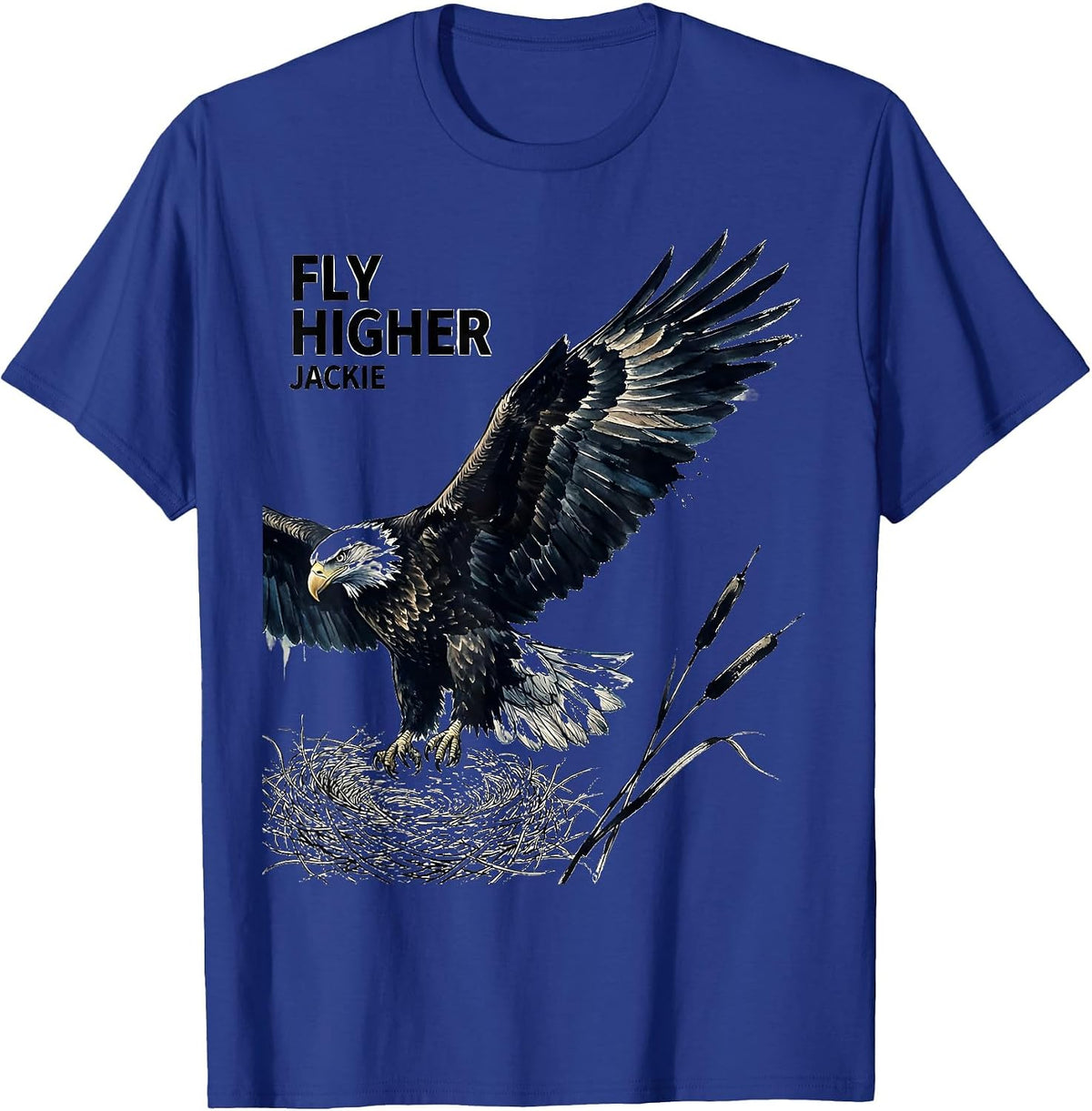 Fly Higher, Jackie Memorial Tribute Bald Eagle Wildlife T-Shirt - Royal Blue