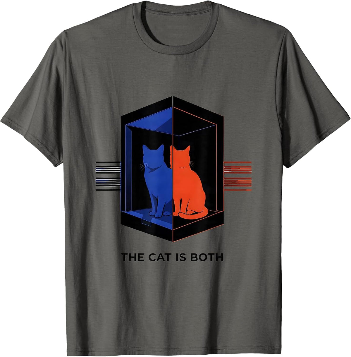 The Cat Is Both Quantum Physics Humor Science Geek Gift T-Shirt - Asphalt Grey