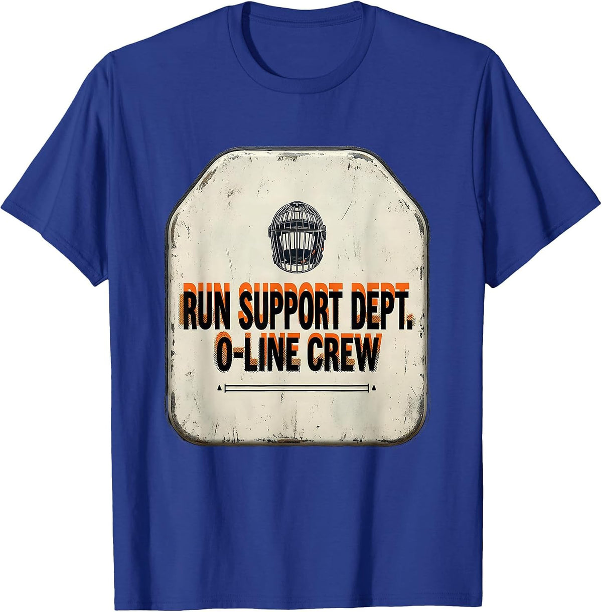 Men's Run Support Dept O-Line Crew Funny Football Lineman T-Shirt - Royal Blue