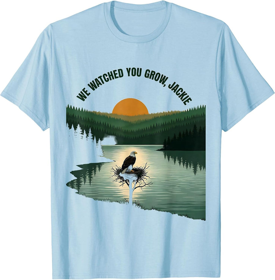Men's We Watched You Grow, Jackie Bald Eagle Memorial Tribute T-Shirt - Baby Blue