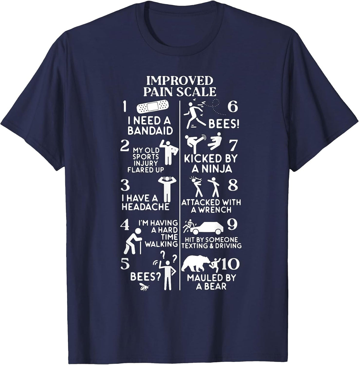 Physical Therapy Improved Pain Scale Ortho Rehab Massage PT T-Shirt - Navy Blue
