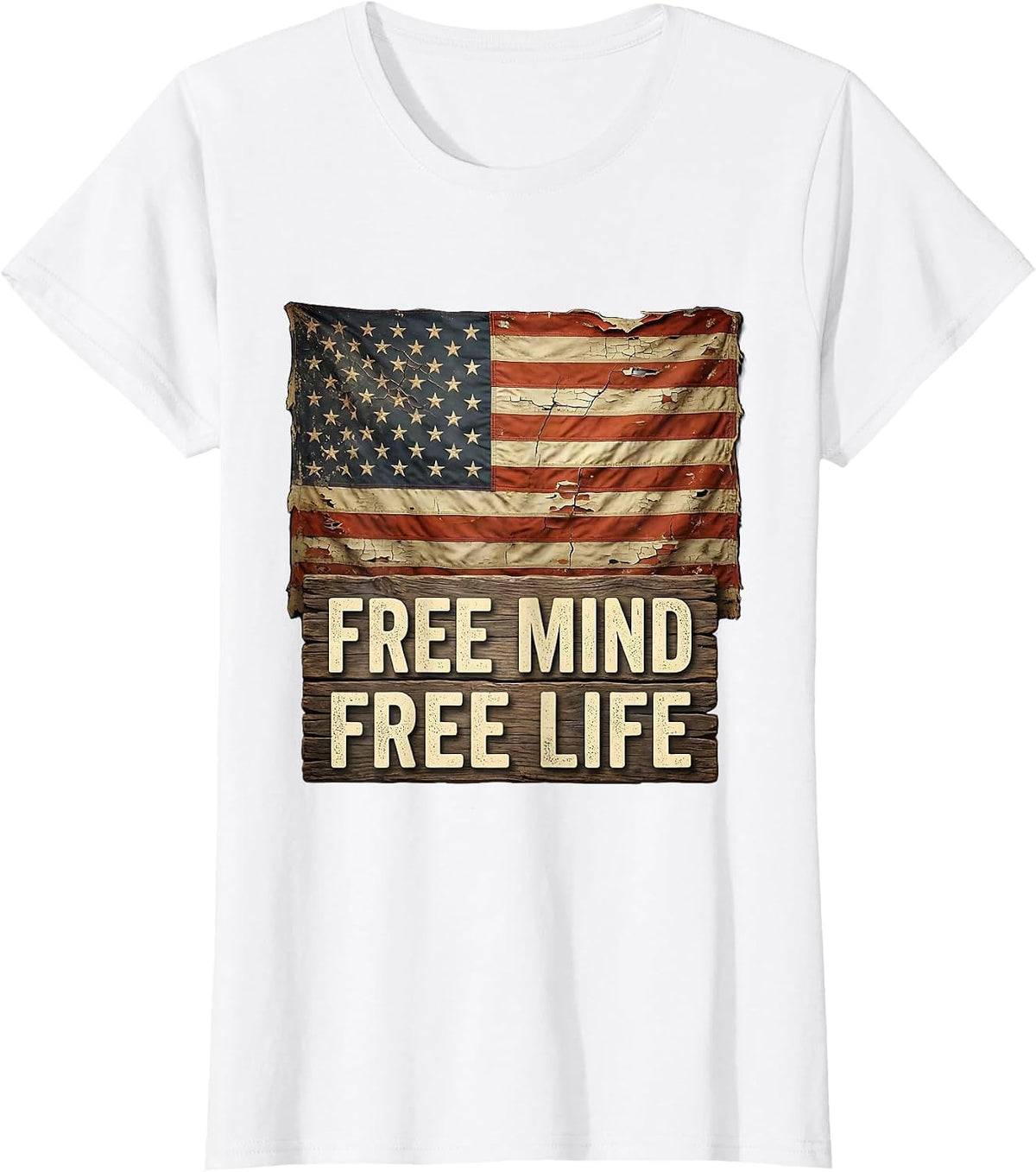 Women's Free Mind Free Life Freedom Graphic Design T-Shirt - White