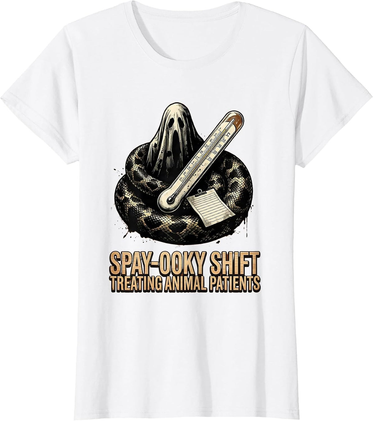 Women's Spay-ooky Shift, Treating Animal Patients Vet Tech T-Shirt - White