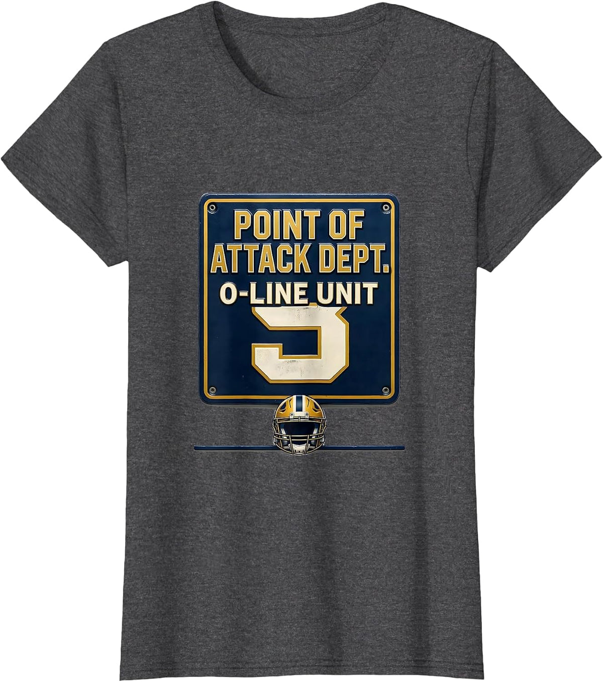 Women's Point Of Attack Dept. O-Line Unit Funny Football Lineman T-Shirt - Dark Heather Grey