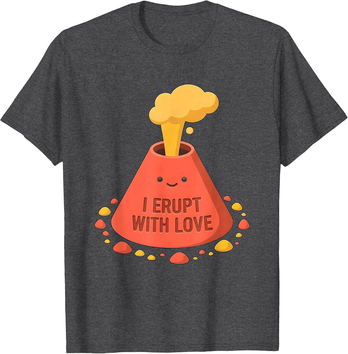 Men's I Erupt With Love Funny Volcano History Humor T-Shirt - Dark Heather Grey