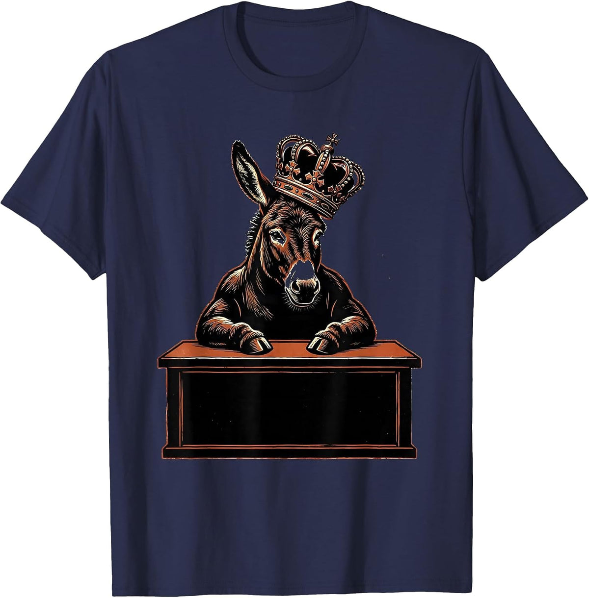Men's Donkey King at Desk Funny Boss Graphic Tee T-Shirt - Navy Blue