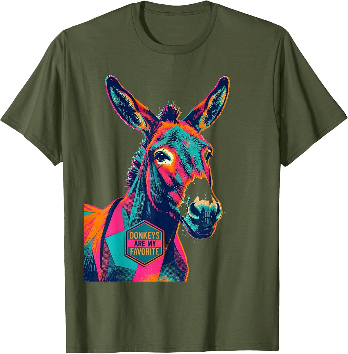 Men's Donkeys Are My Favorite Quirky Animal Humor Donkey Lover T-Shirt - Olive Green
