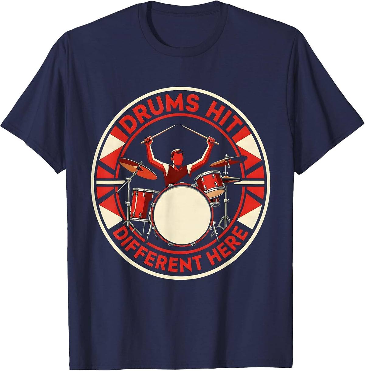 Drums Hit Different Band Music Graphic Design T-Shirt - Navy Blue
