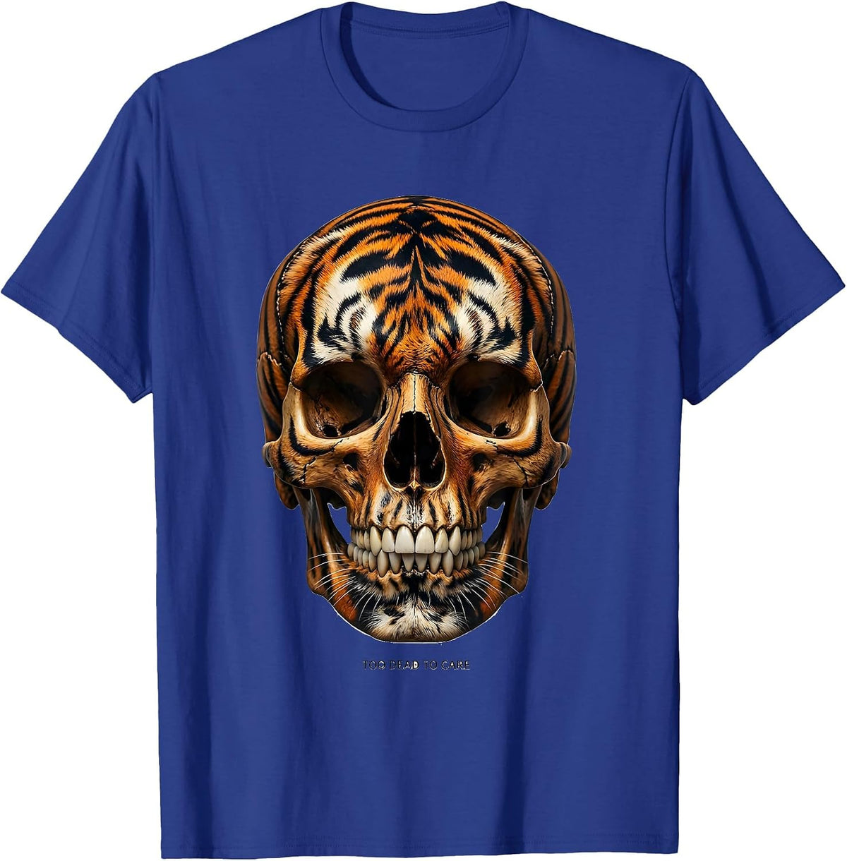 Men's Too Dead to Care Skull Graphic Design T-Shirt - Royal Blue