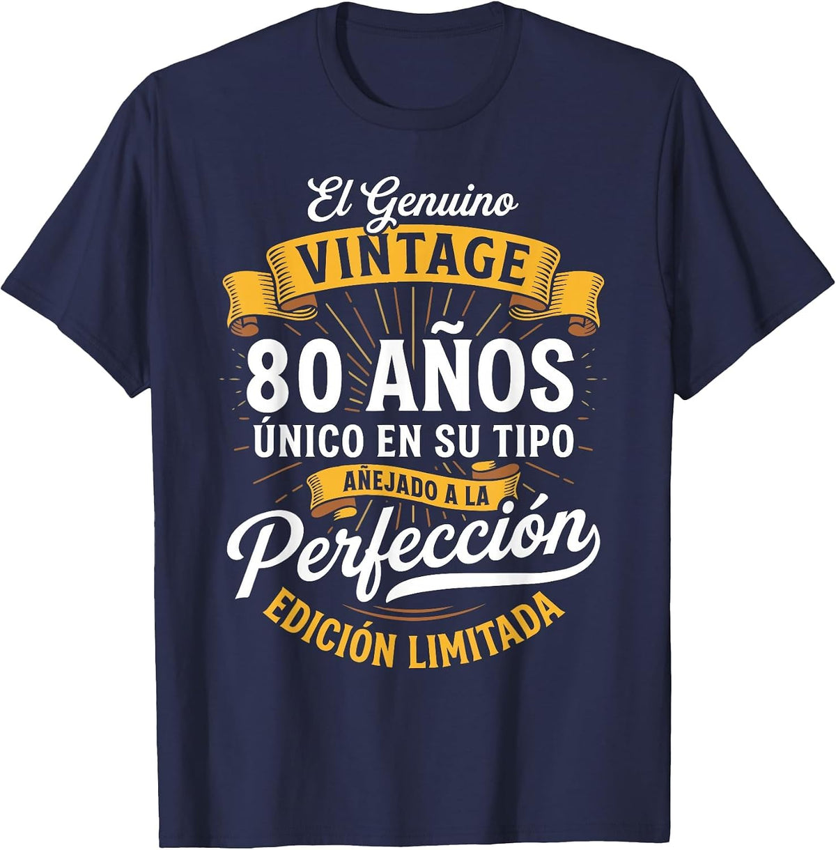 Vintage 80th Birthday Men Funny 80 Birthday Spanish T-Shirt - Navy Blue
